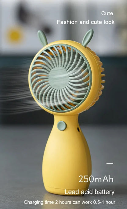 Small Handheld Student Fan Portable Mini Desktop Fan With Usb Charging Outdoors | Mini Cartoon Fan ( Random Color )